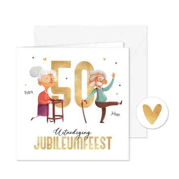 Jubileumkaart 50 jaar getrouwd humor oudjes